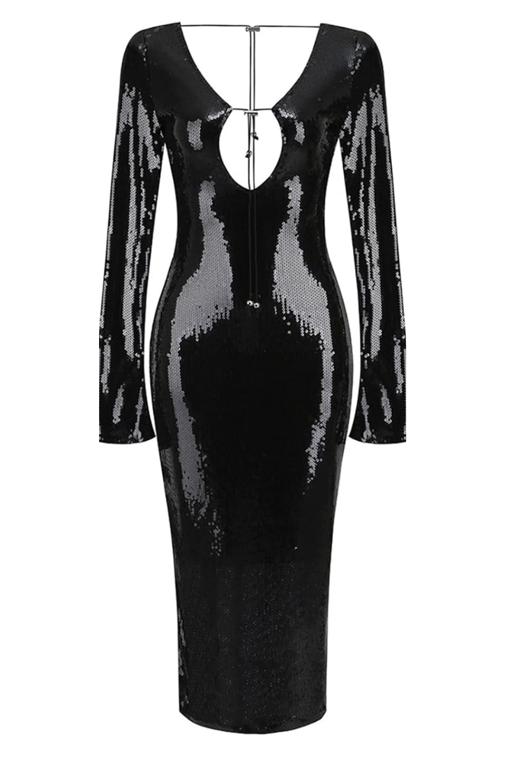 Hailey Sequins Midi- Black