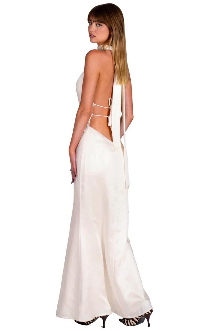 Karolina Satin Maxi- White