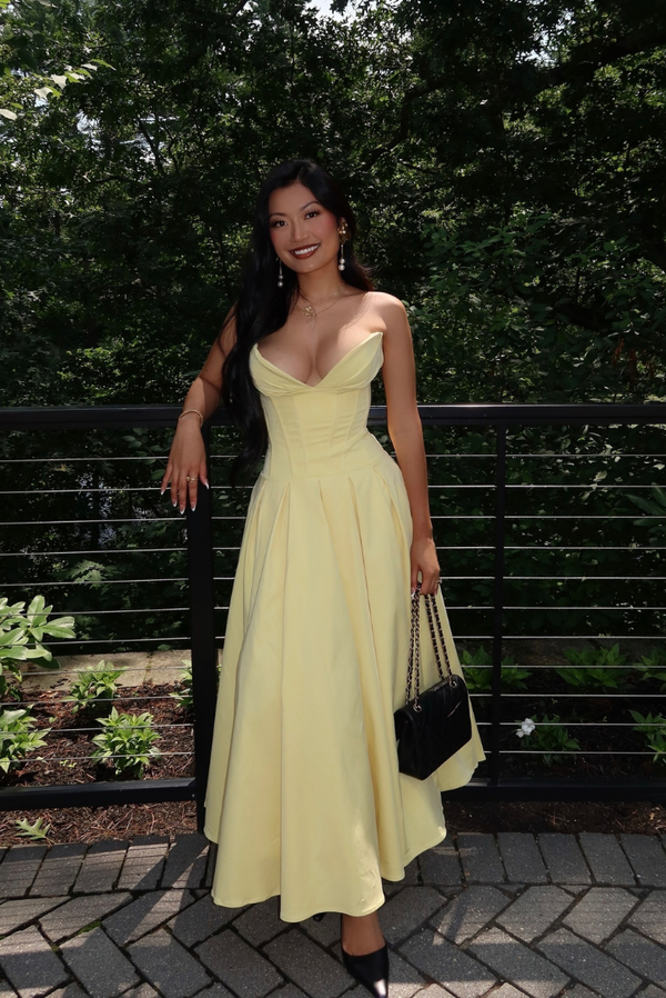Katerina Corset Midi- Yellow