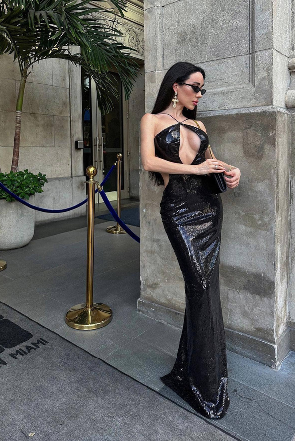 Isobel Sequins Maxi- Black