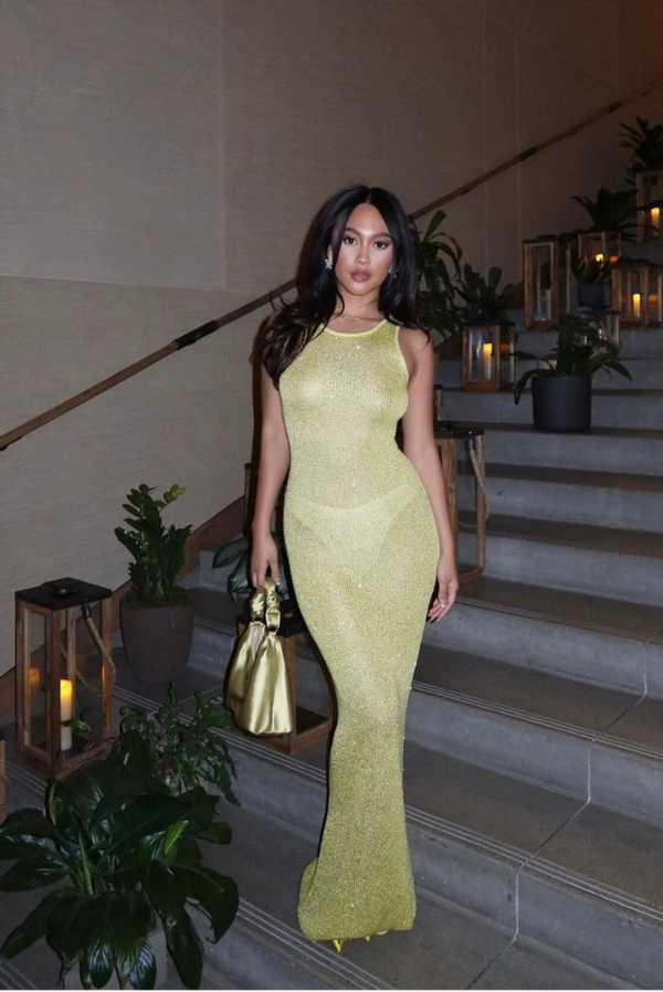 Levina Sequin Maxi- Lime