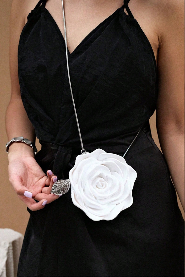 Acrylic Rose Clutch- White