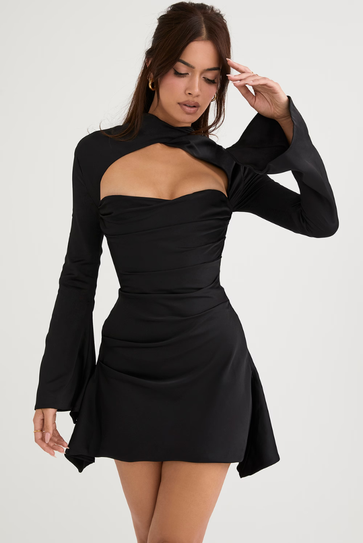 Leyla Satin Mini- Black