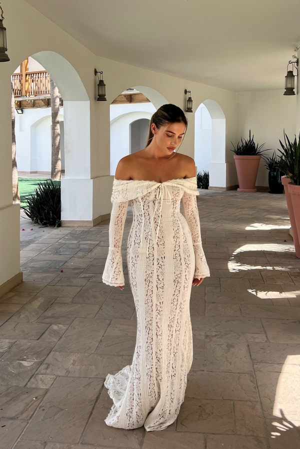 Georgette Lace Maxi- Ivory