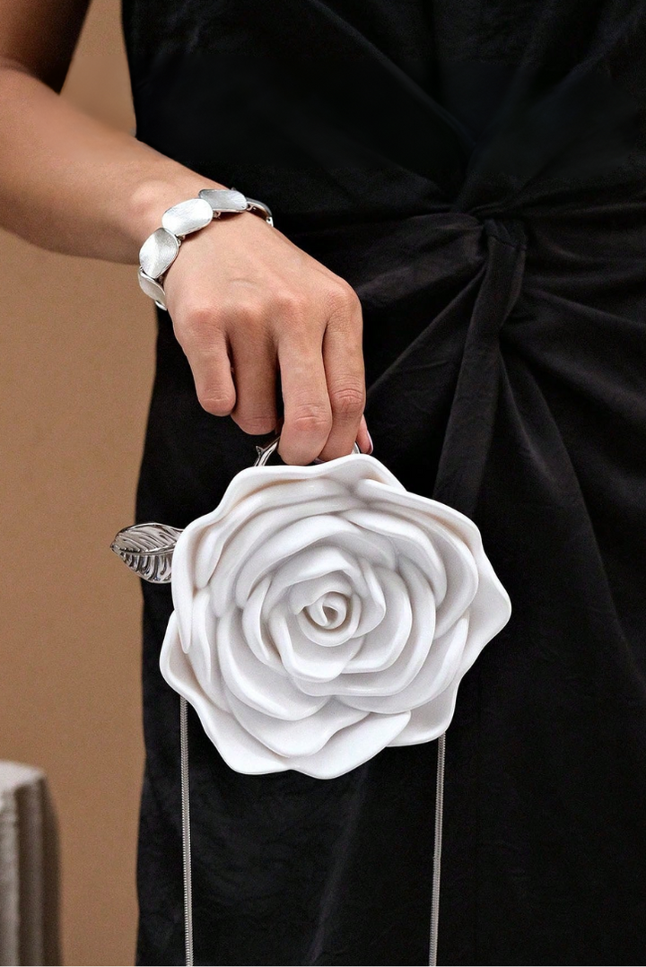 Acrylic Rose Clutch- White - Angel Lane Clothing