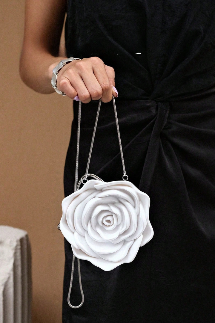 Acrylic Rose Clutch- White - Angel Lane Clothing