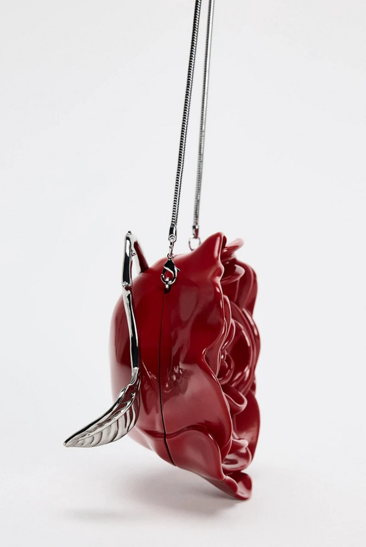 Acrylic Rose Clutch- Red - Angel Lane Clothing