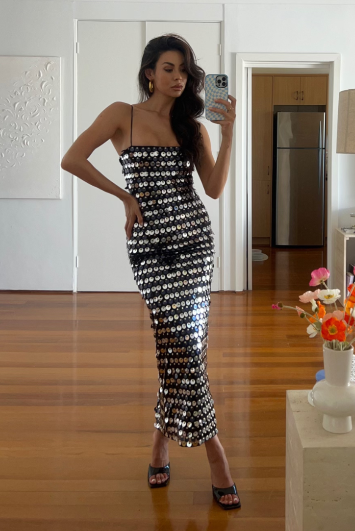 Nyla Sequin Maxi- Black