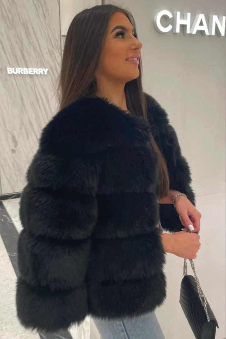 Vogue Faux Fur Coat- Black