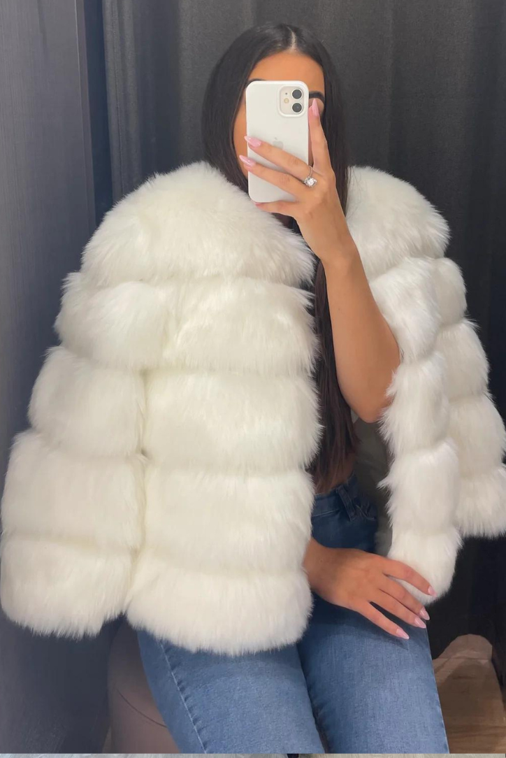 Vogue Faux Fur Coat- White