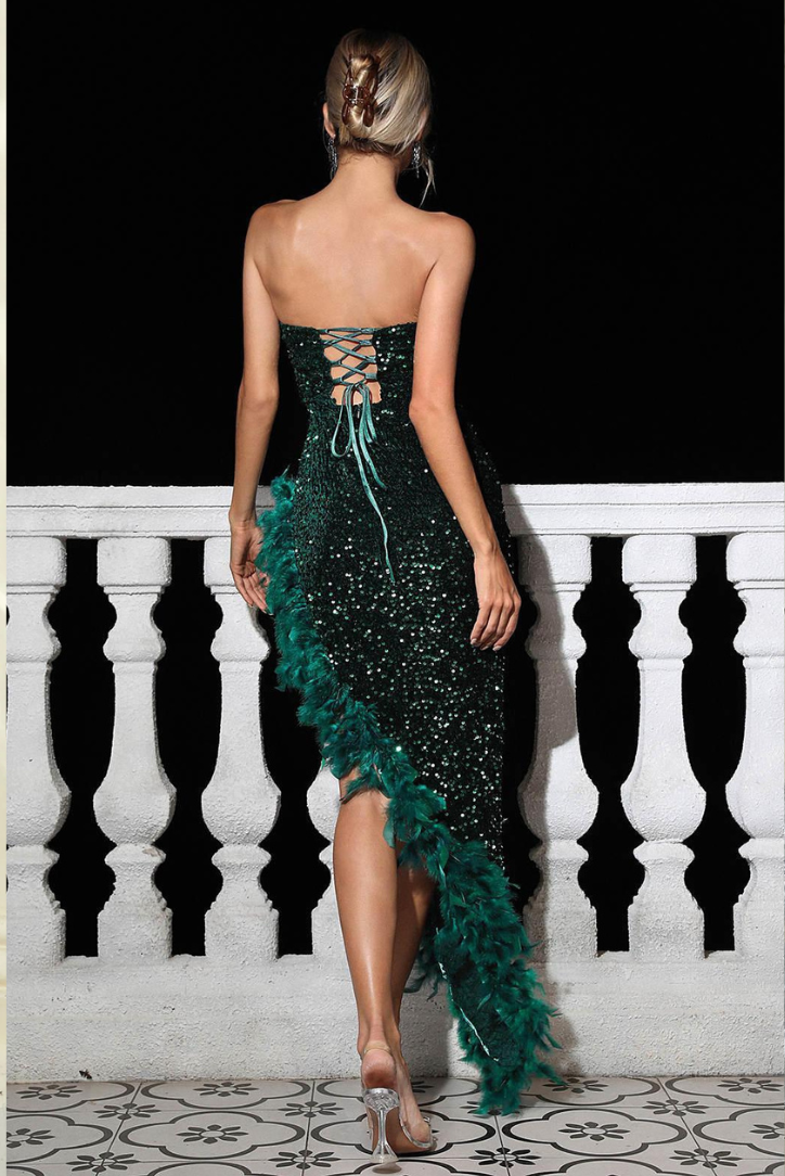 Fiona Feather Maxi- Emerald