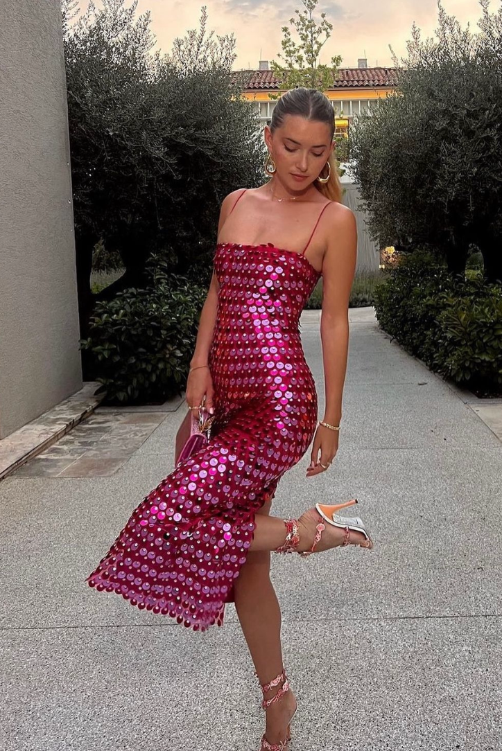 Nyla Sequin Maxi- Fuschia