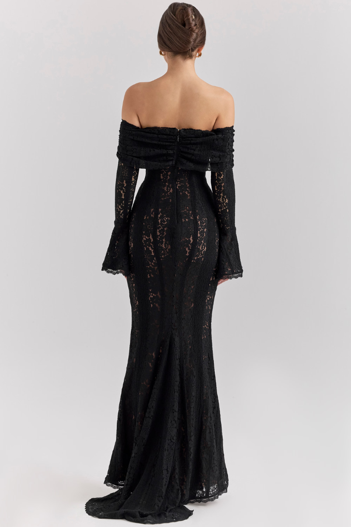 Georgette Lace Maxi- Black