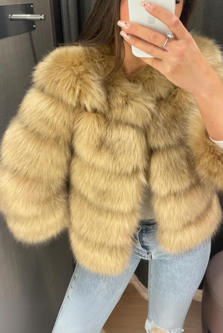 Vogue Faux Fur Coat- Caramel