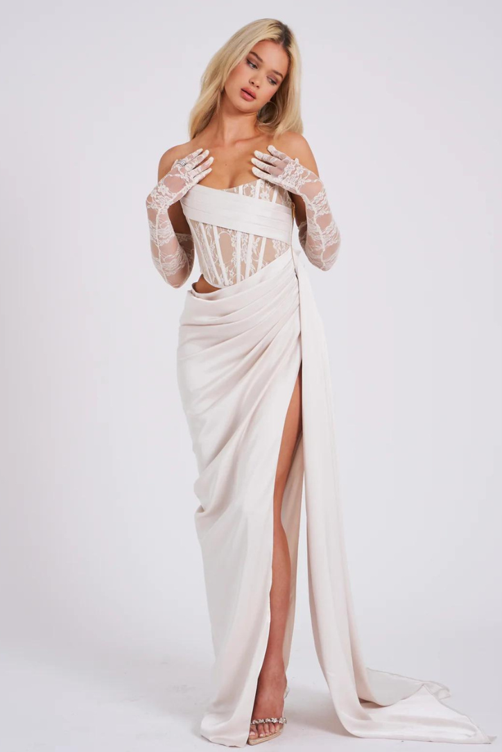 Maria Satin Maxi- White