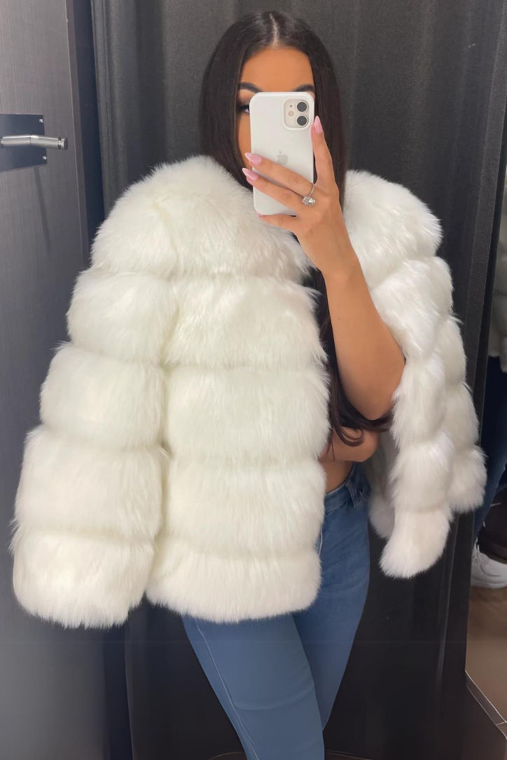 Vogue Faux Fur Coat- White