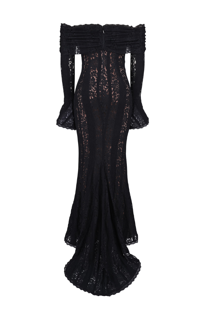 Georgette Lace Maxi- Black