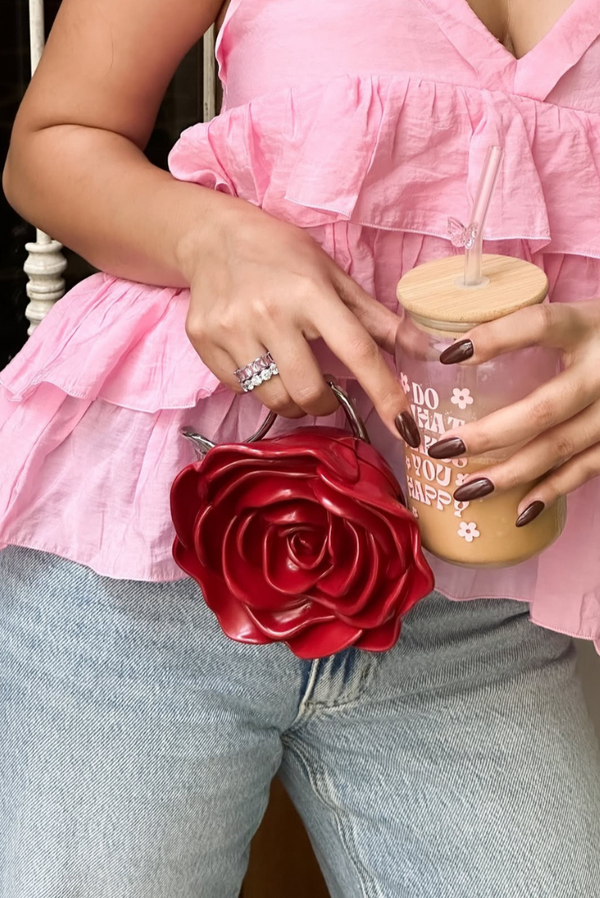 Acrylic Rose Clutch- Red