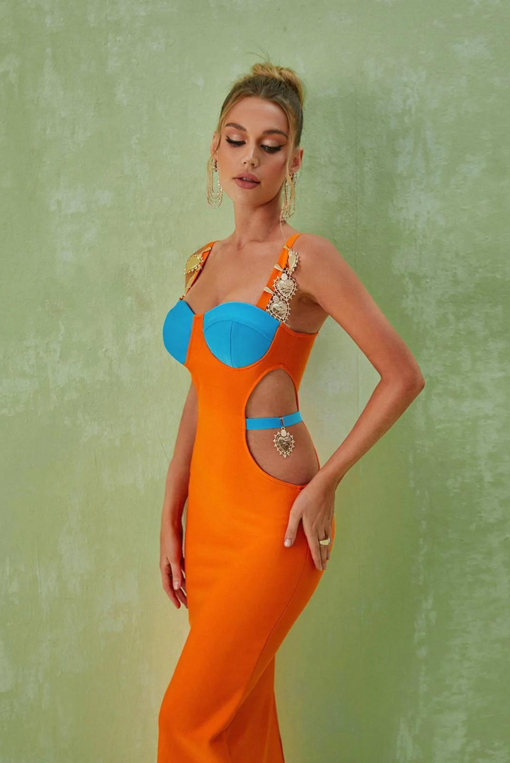 Lillian Heart Maxi- Orange - Angel Lane Clothing