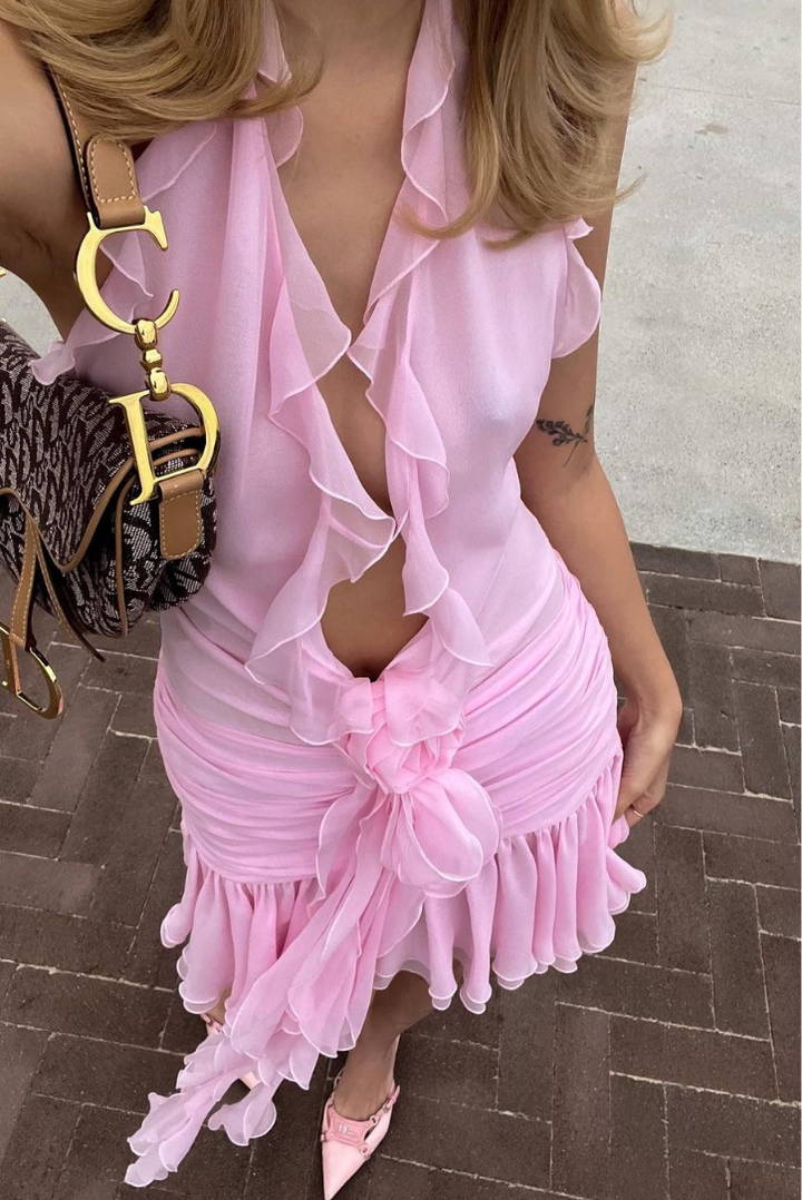 Cheyenne Ruffle Mini- Pink - Angel Lane Clothing