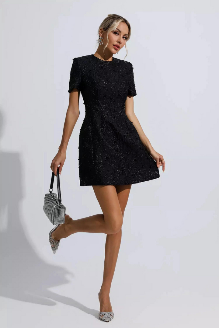 Elenah Jacquard Mini- Black - Angel Lane Clothing