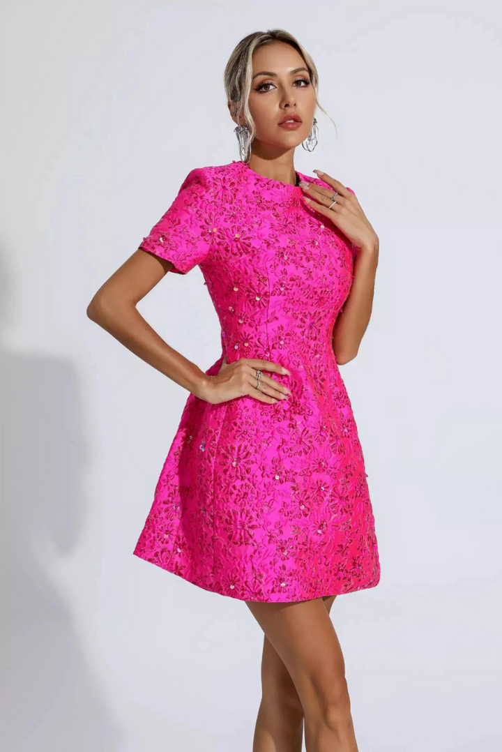 Elenah Jacquard Mini- Pink - Angel Lane Clothing