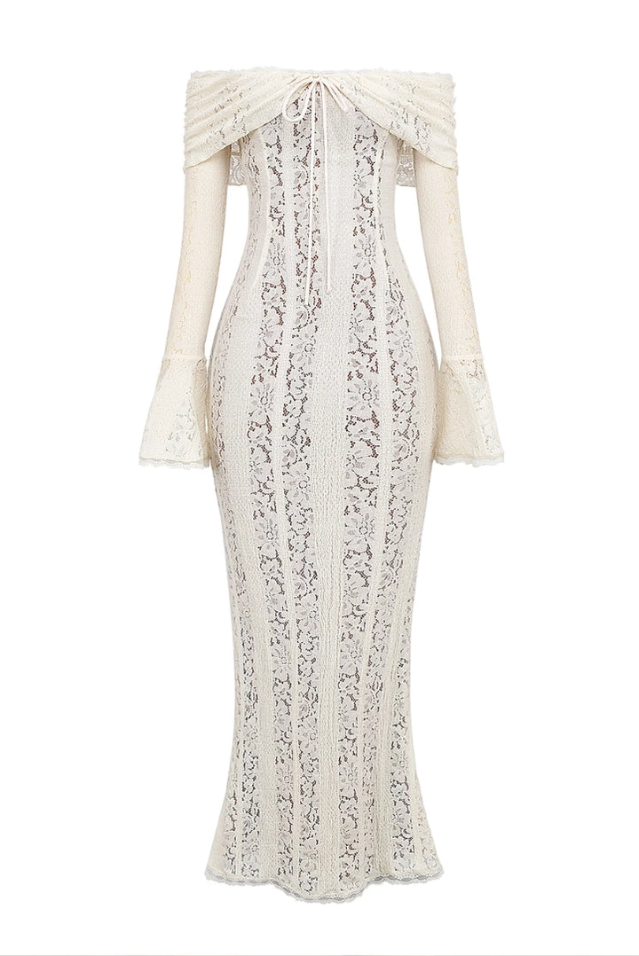 Georgette Lace Maxi- Ivory - Angel Lane Clothing