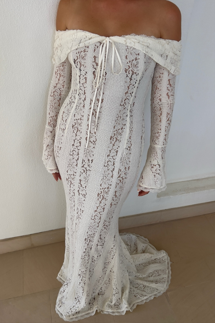 Georgette Lace Maxi- Ivory - Angel Lane Clothing