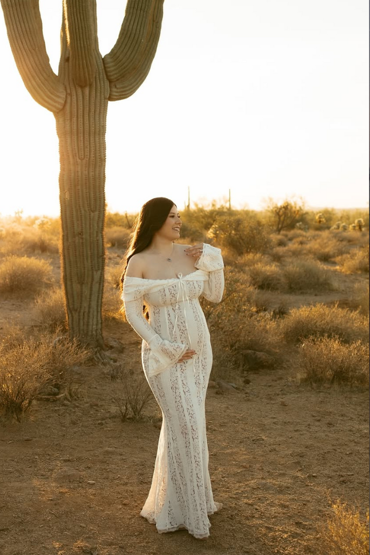 Georgette Lace Maxi- Ivory - Angel Lane Clothing