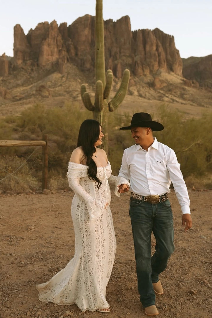 Georgette Lace Maxi- Ivory - Angel Lane Clothing