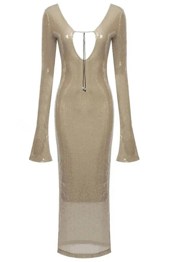 Hailey Sequins Midi- Champagne - Angel Lane Clothing