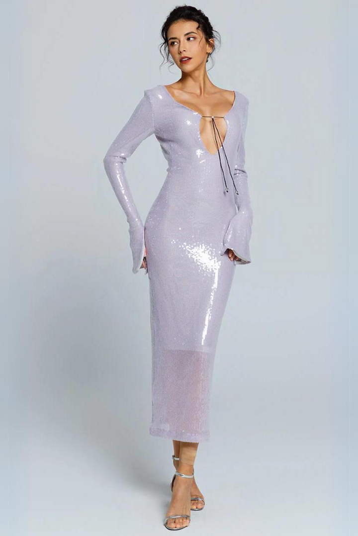 Hailey Sequins Midi- Lilac - Angel Lane Clothing