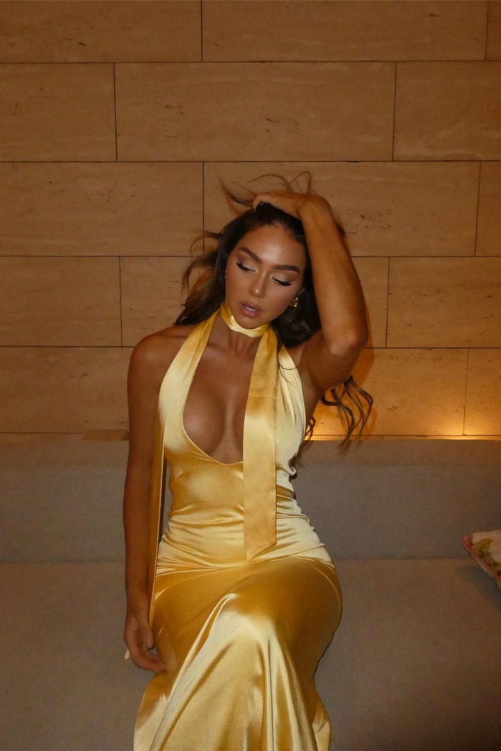 Karolina Satin Maxi- Gold - Angel Lane Clothing