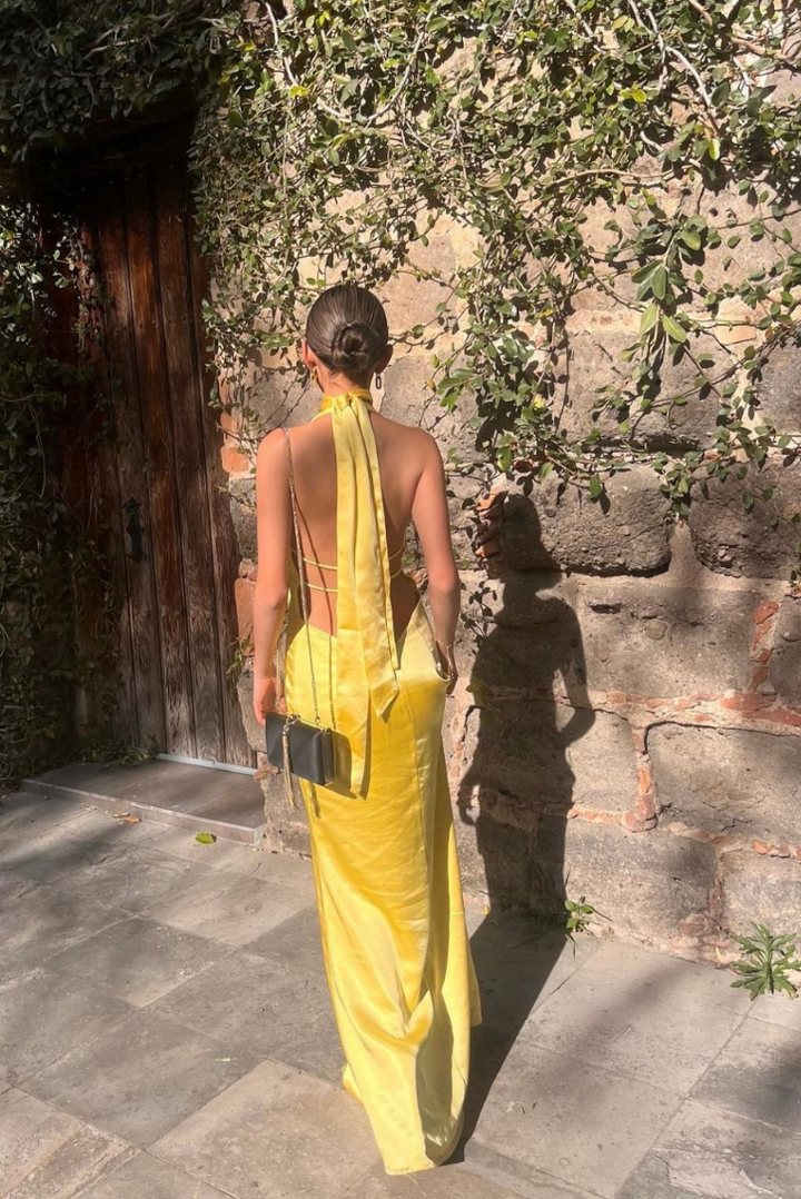 Karolina Satin Maxi- Gold - Angel Lane Clothing