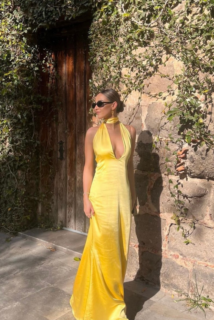 Karolina Satin Maxi- Gold - Angel Lane Clothing