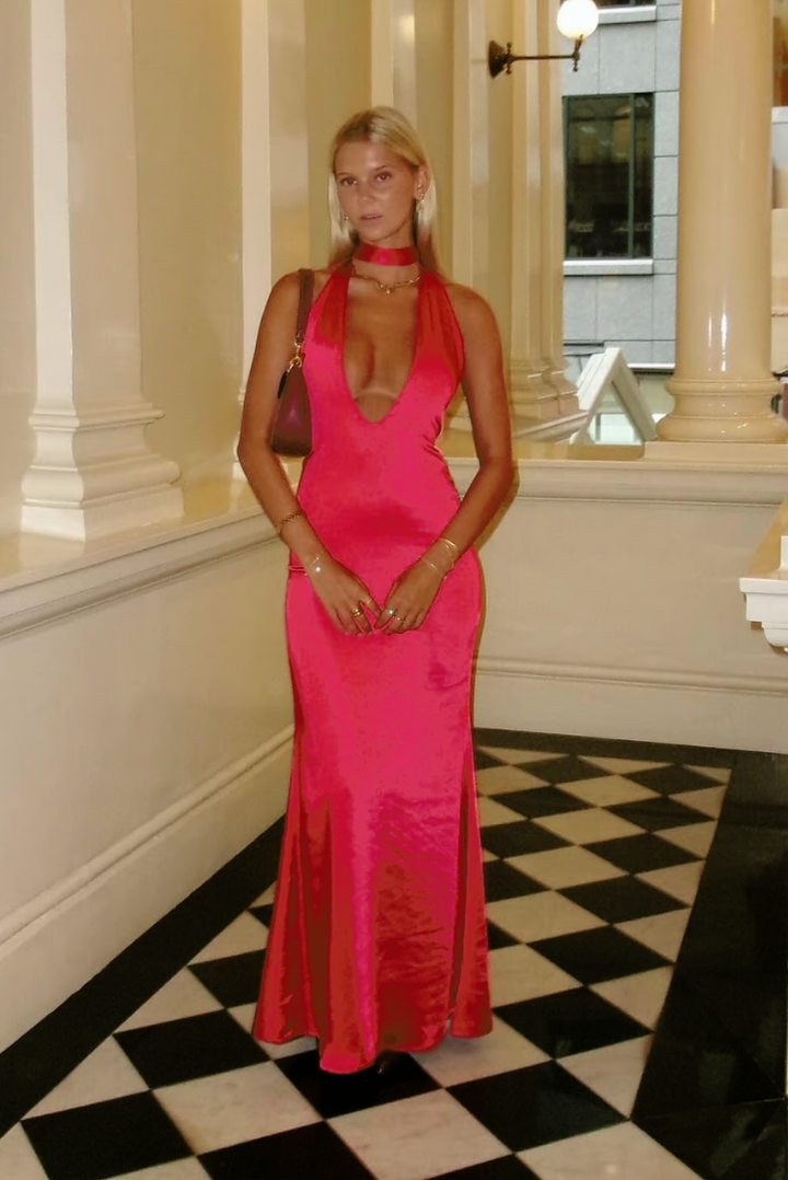 Karolina Satin Maxi- Red - Angel Lane Clothing