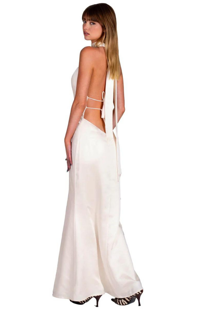 Karolina Satin Maxi- White - Angel Lane Clothing