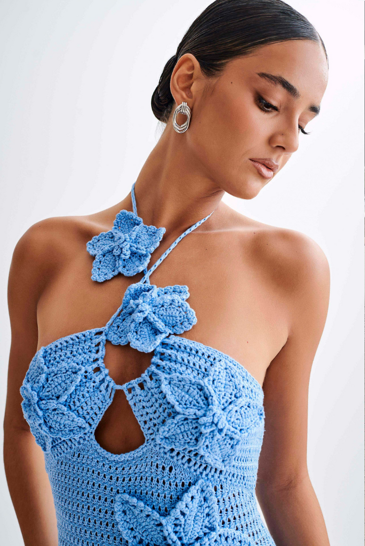 Kiara Crochet Maxi- Blue - Angel Lane Clothing