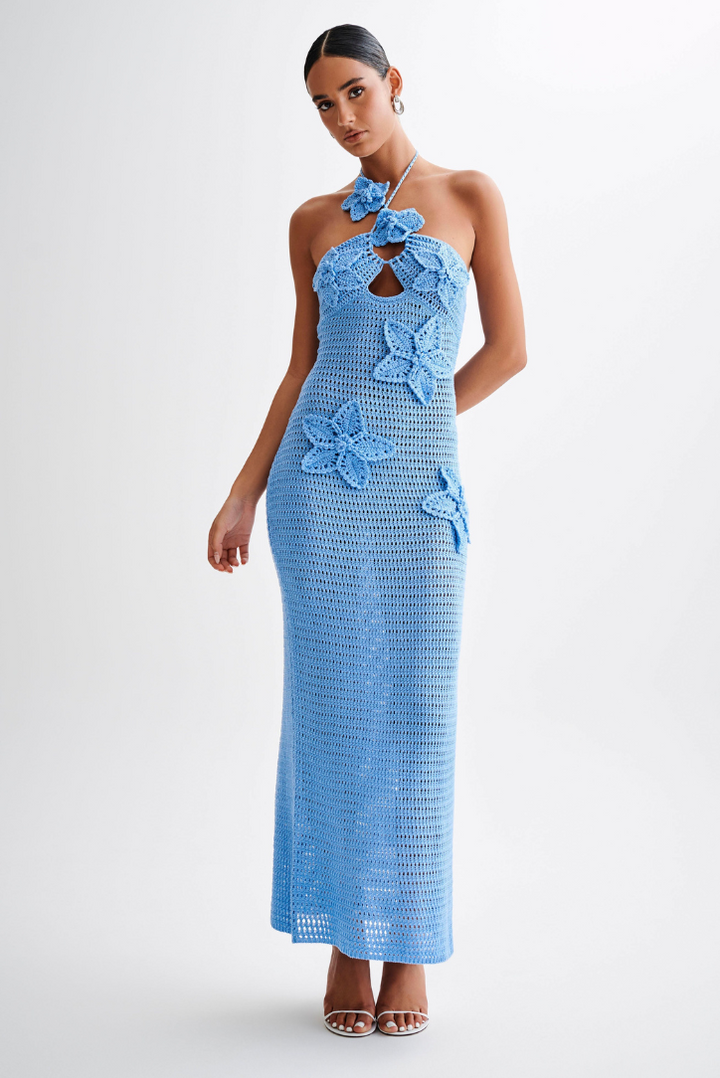 Kiara Crochet Maxi- Blue - Angel Lane Clothing
