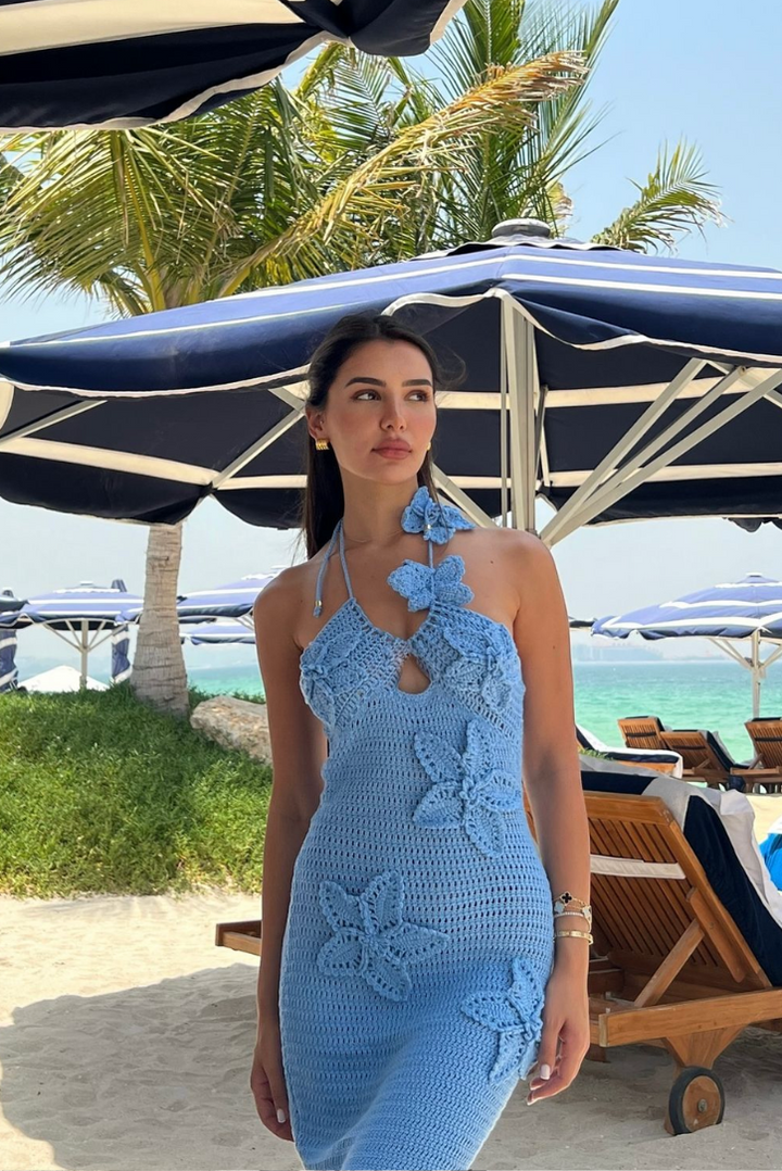 Kiara Crochet Maxi- Blue - Angel Lane Clothing