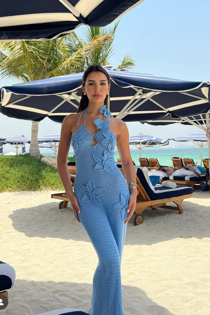 Kiara Crochet Maxi- Blue - Angel Lane Clothing