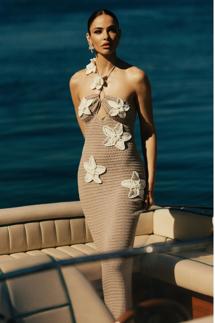 Kiara Crochet Maxi- Nude - Angel Lane Clothing