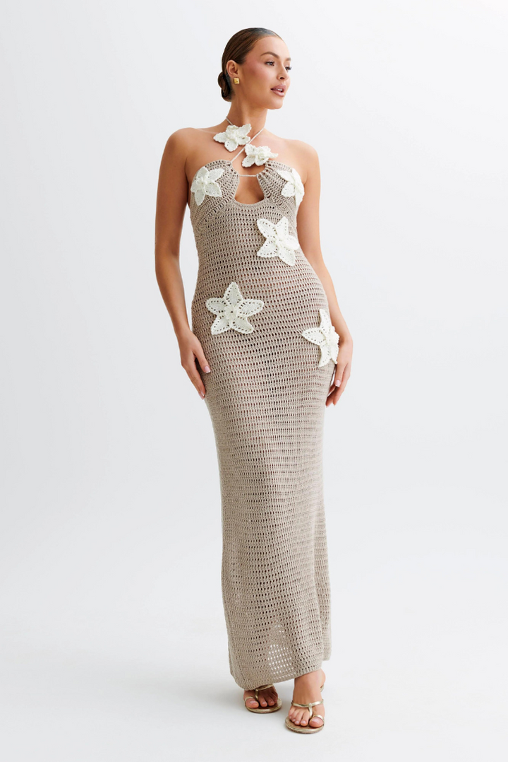 Kiara Crochet Maxi- Nude - Angel Lane Clothing