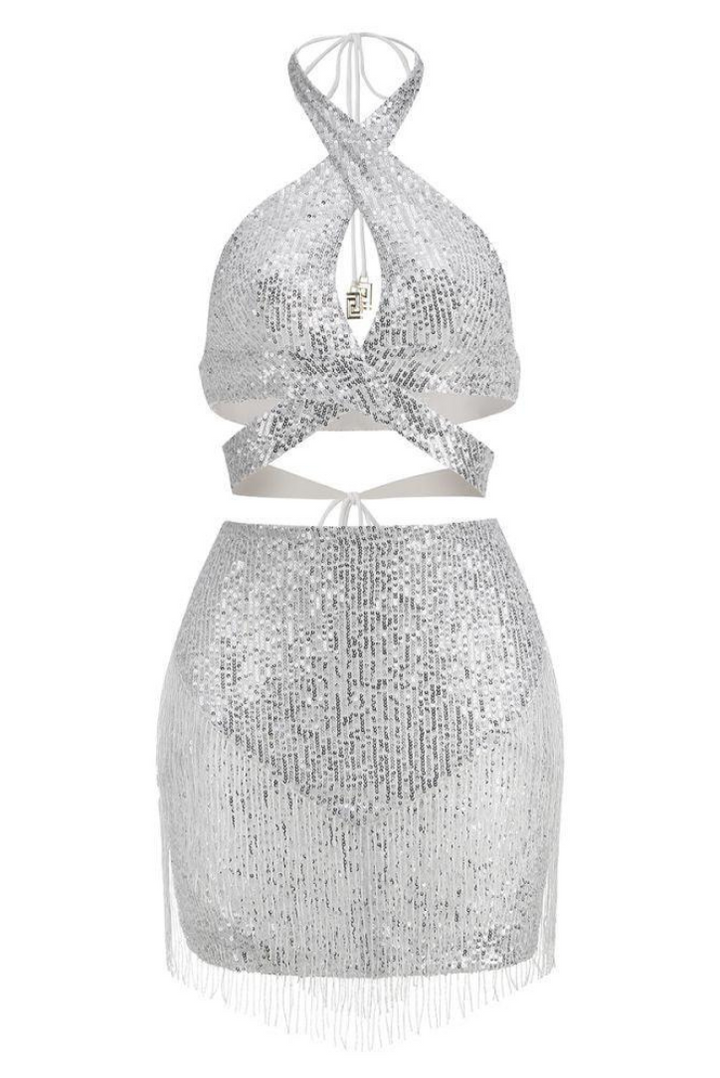 Kya Sequin Set- Silver - Angel Lane Clothing