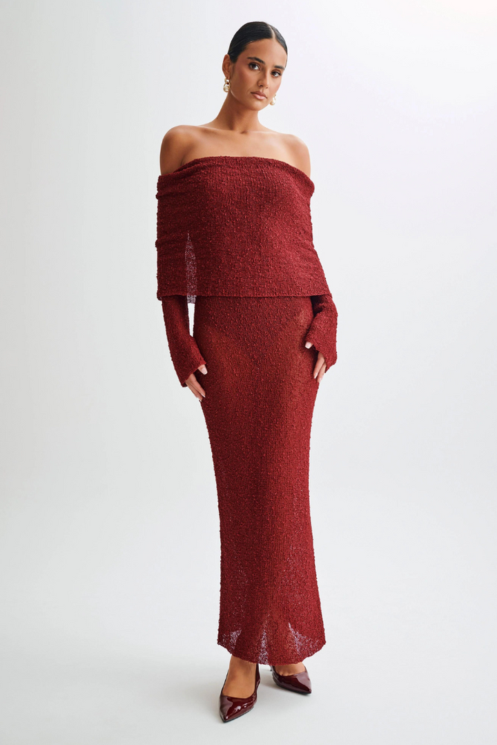 Layell Boucle Maxi- Crimson - Angel Lane Clothing