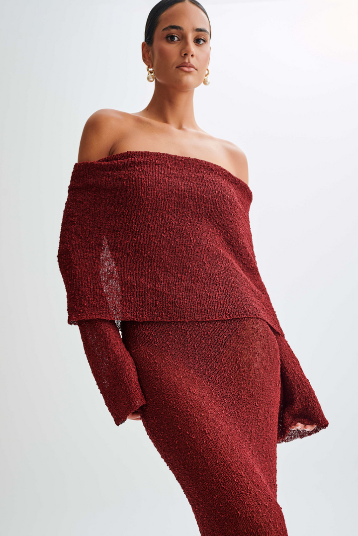 Layell Boucle Maxi- Crimson - Angel Lane Clothing