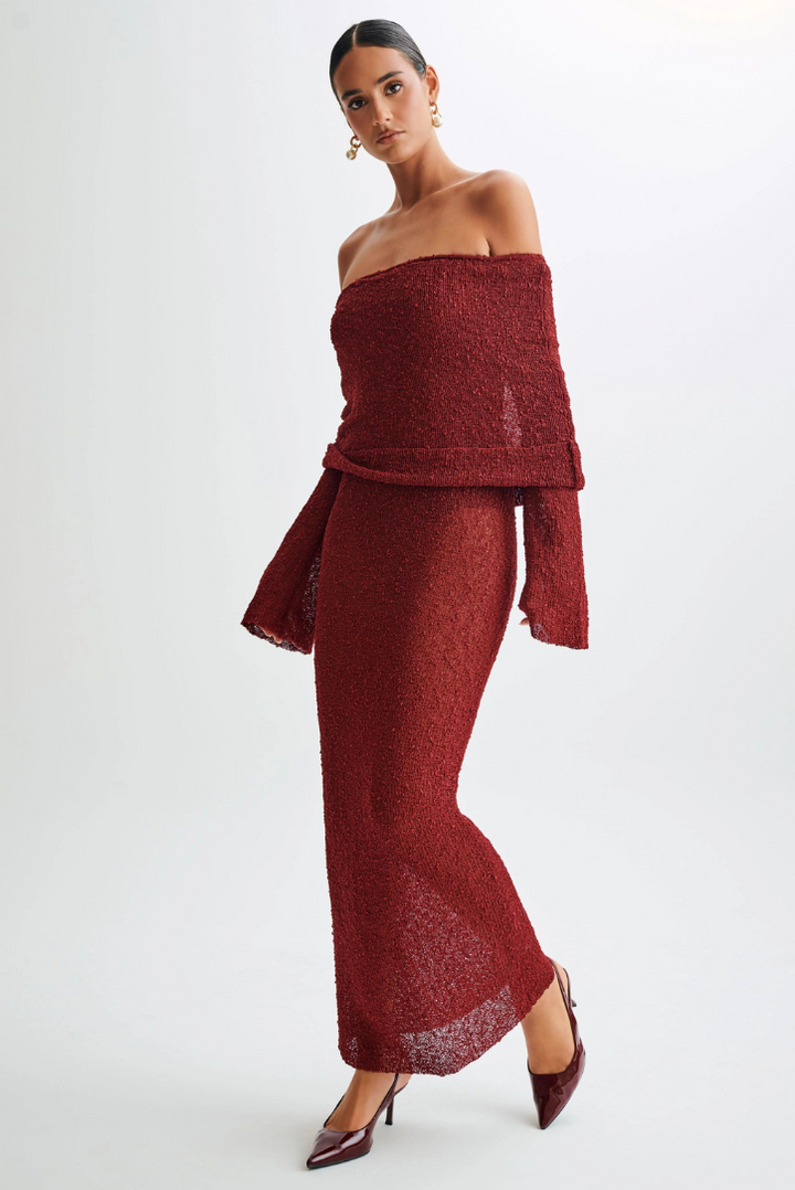 Layell Boucle Maxi- Crimson - Angel Lane Clothing