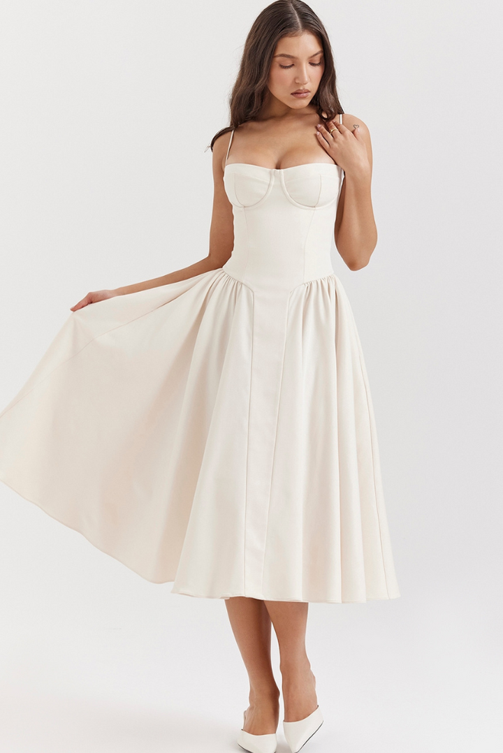 Leah Midi- Ivory - Angel Lane Clothing