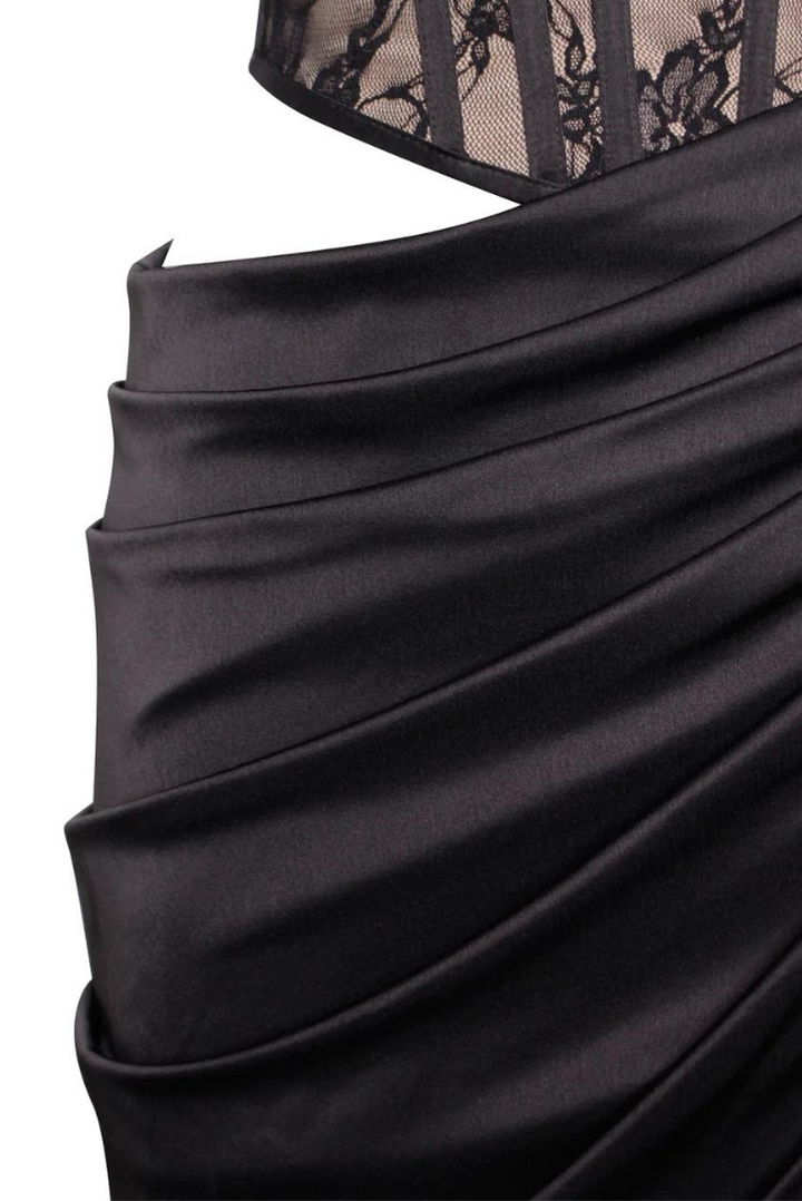 Maria Satin Maxi- Black - Angel Lane Clothing