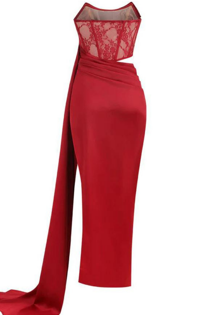 Maria Satin Maxi- Red - Angel Lane Clothing
